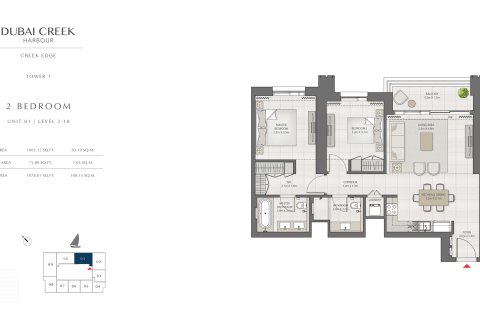 Apartment de 1 dormitorio en CREEK EDGE Dubai Creek Harbour (The Lagoons), UAE No. 173198 7