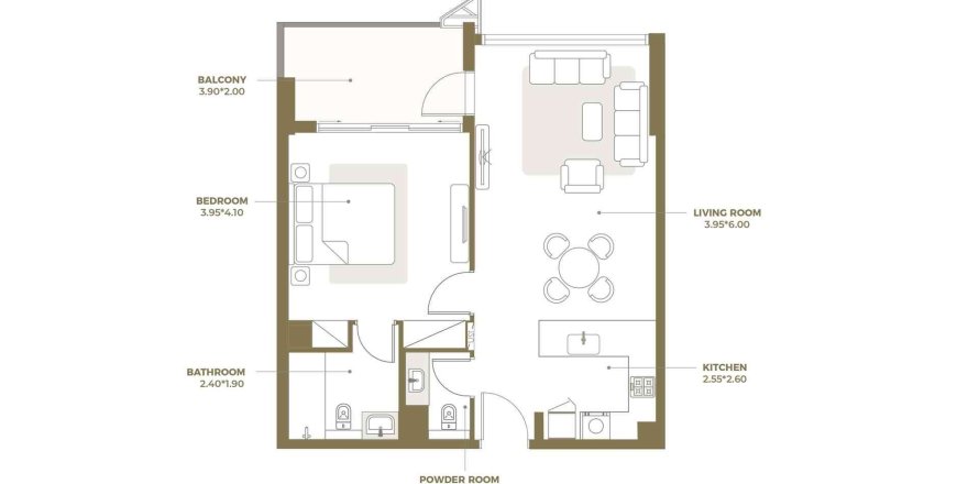 Appartement de 1 chambre à ROSALIA RESIDENCES Al Furjan, UAE No. 97654