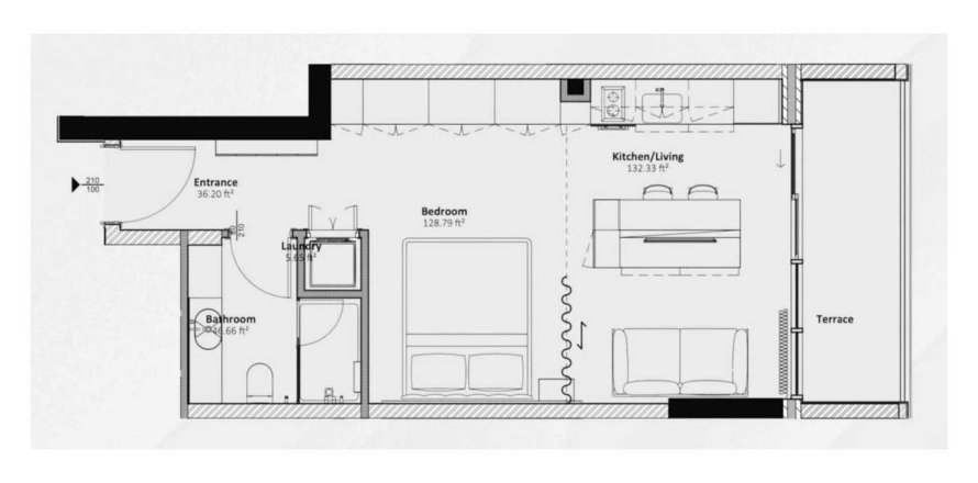 Планировка Квартиры «Studio» в ЖК LIVEL Residenza