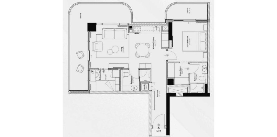 Планировка Квартиры «1BR» с 1 спальней в ЖК LIVEL Residenza