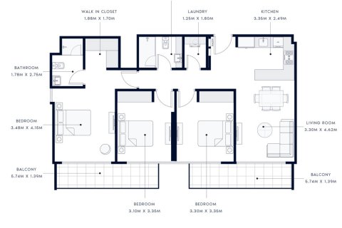 Appartement de 1 chambre à AZIZI AMBER Al Furjan, UAE No. 96993 2
