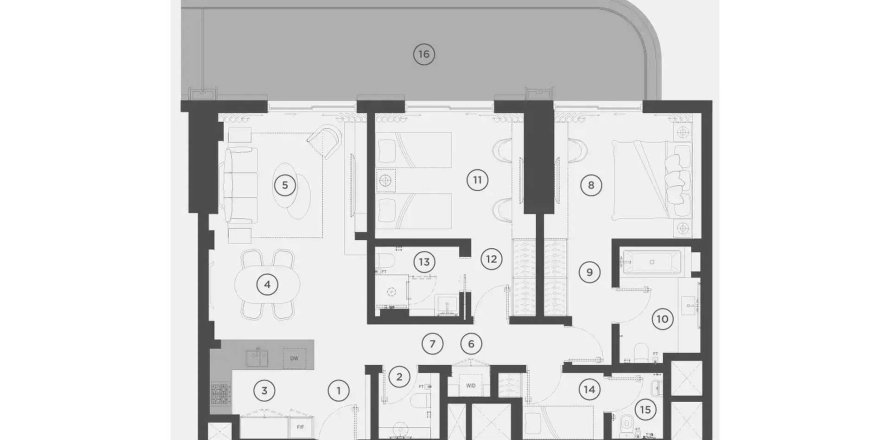 Квартира с 2 спальнями в Rixos Al Reem Residences, Аль-Рим, ОАЭ №187733