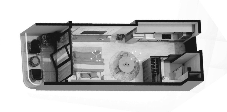 Studio Apartment floor plan «Studio» in Albab Views