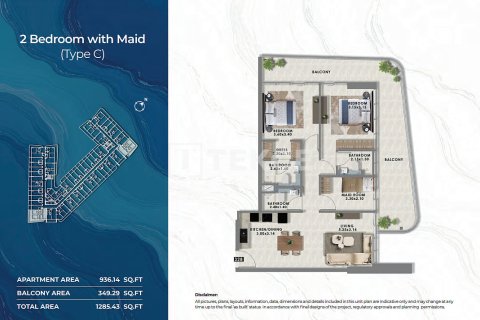 Appartement de 2 chambres à Dubai, UAE No. 144834 13