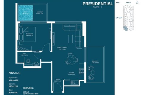 Apartment de 1 dormitorio en Dubai, UAE No. 210486 17