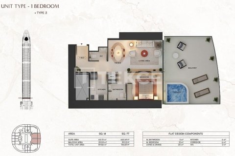 Apartment de 1 dormitorio en Dubai, UAE No. 203355 30