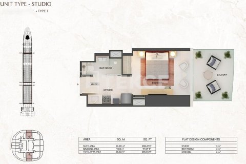 Apartamento tipo estudio Estudio en Dubai, UAE No. 203356 10