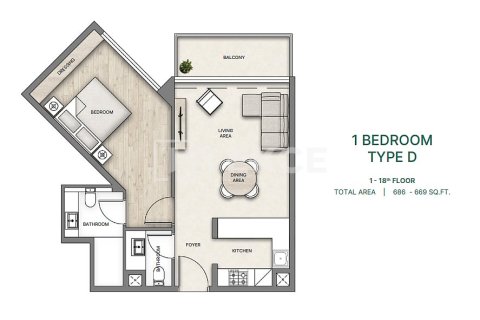 Apartment de 1 dormitorio en Ras Al Khaimah, UAE No. 187069 23