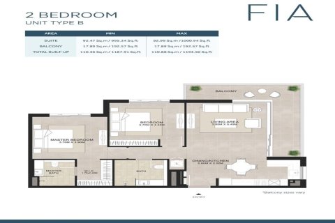 2 غرف نوم شقة في FIA RESIDENCE Town Square, الإمارات العربية المتحدة رقم 147331 10