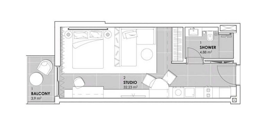 Планировка Квартиры «STUDIO» в ЖК STONEHENGE RESIDENCE 2