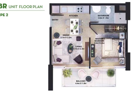 Apartment de 1 dormitorio en DAMAC Hills (Akoya by DAMAC), UAE No. 170476 5