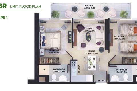 Apartment de 1 dormitorio en DAMAC Hills (Akoya by DAMAC), UAE No. 170476 6