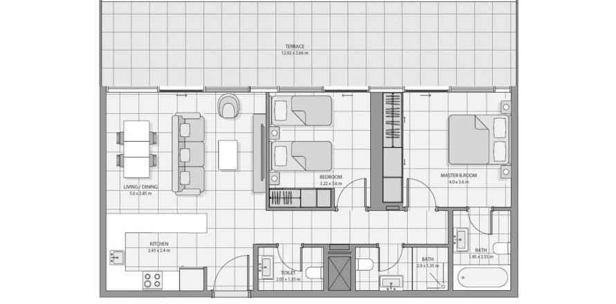 Apartment de 2 dormitorios en The Icon Tower Yas Island, UAE No. 203401