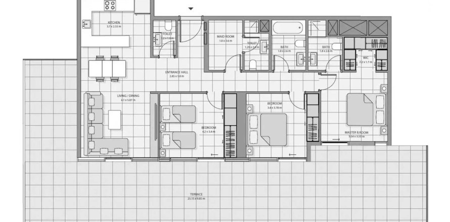 Apartment de 3 dormitorios en The Icon Tower Yas Island, UAE No. 203404