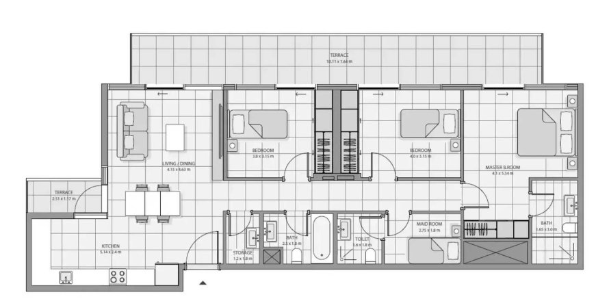 Apartment de 3 dormitorios en The Icon Tower Yas Island, UAE No. 203405