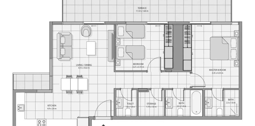 Apartment de 2 dormitorios en The Icon Tower Yas Island, UAE No. 203400