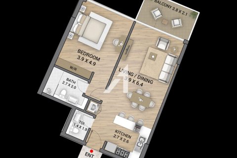 Квартира с 1 спальней  №112416 28