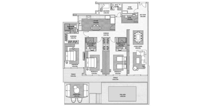 3 غرف نوم فيلا مخطط الطابق «VILLA TYPE 2» في VISTA DEL MAR