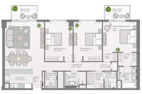 Квартира с 3 спальнями  №108627 6