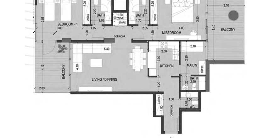 2 bedrooms Apartment floor plan «TYPE A» in Celia Gardens