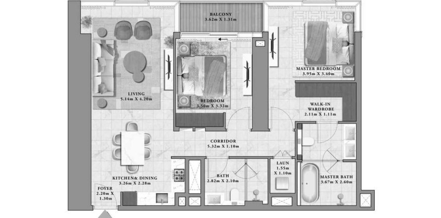 Appartement de 2 chambres à Avarra by Palace No. 127039