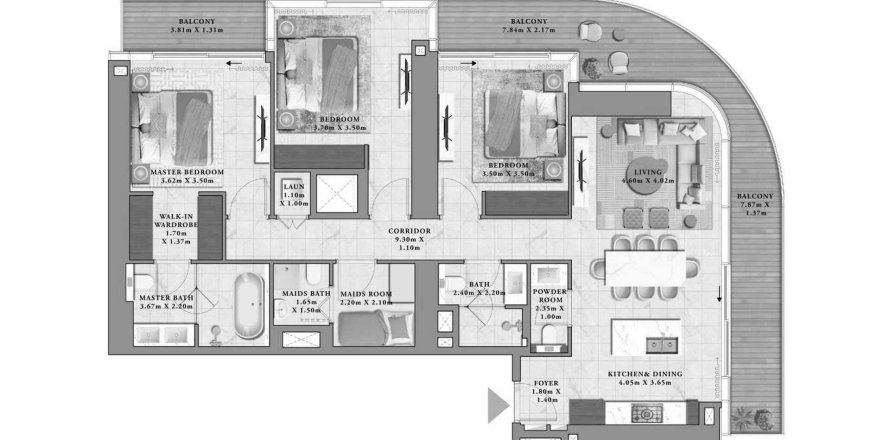 Appartement de 3 chambres à Avarra by Palace No. 127040