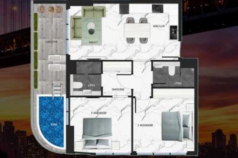 Квартира с 2 спальнями  №108861 6