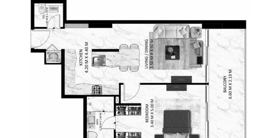 Квартира с 1 спальней в Bling Avenue 1, Dubai South (Dubai World Central), ОАЭ №98265