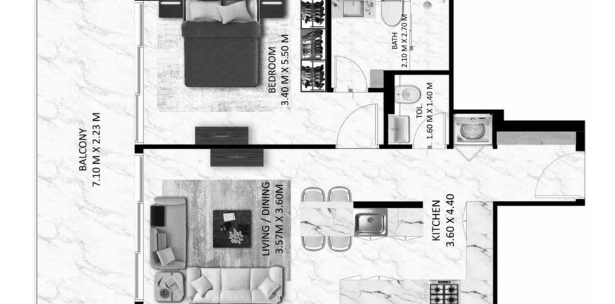 Квартира с 1 спальней в Bling Avenue 1, Dubai South (Dubai World Central), ОАЭ №98266