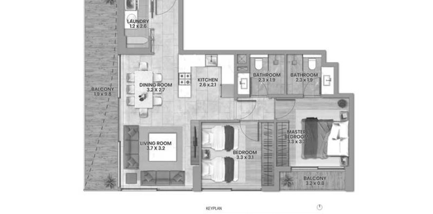 Apartment de 2 dormitorios en Elemental 22 Al Satwa, UAE No. 98138