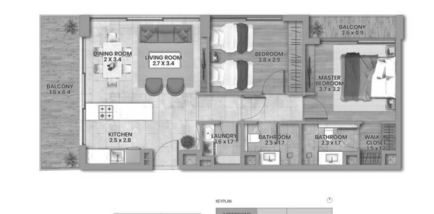 Apartment de 2 dormitorios en Elemental 22 Al Satwa, UAE No. 98137
