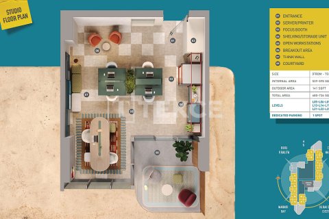 Office de 1 dormitorio en Business Bay, UAE No. 149069 26