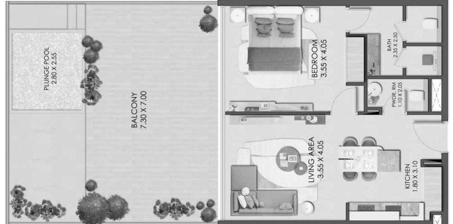 1 bedroom Apartment floor plan «1BR» in Legado by Prescott