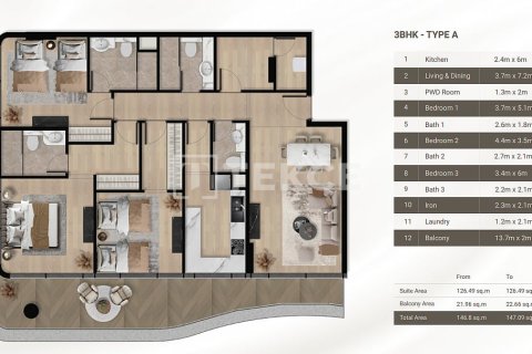 Apartment de 3 dormitorios en Dubai, UAE No. 148273 18