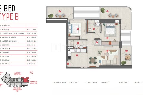 Квартира с 1 спальней в Meydan, ОАЭ №156411 14