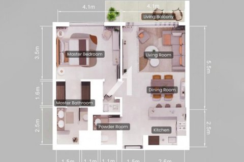 Квартира с 1 спальней  №120026 16