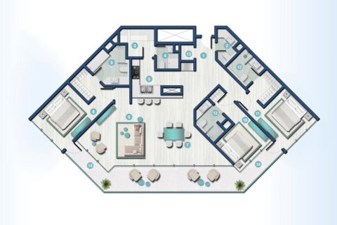 Квартира с 3 спальнями  №124472 3