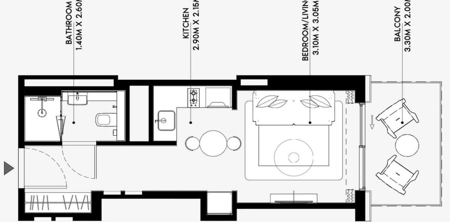 Studio Appartement plan d'étage «TYPE 01», Azizi Venice 13