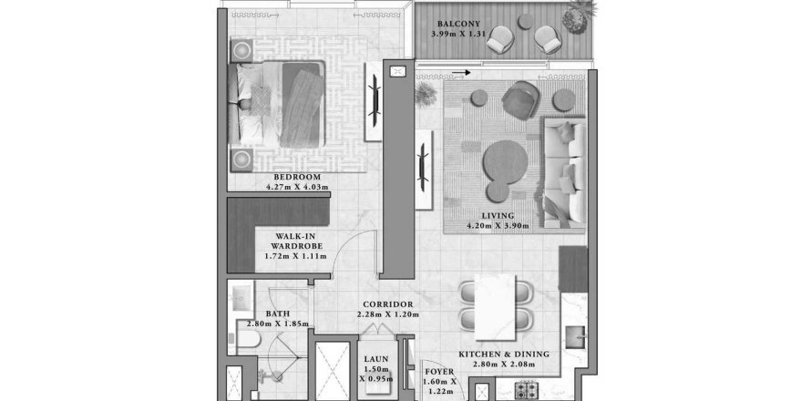 Appartement de 1 chambre à Avarra by Palace No. 127037