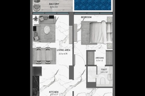 Квартира с 1 спальней №120338 25