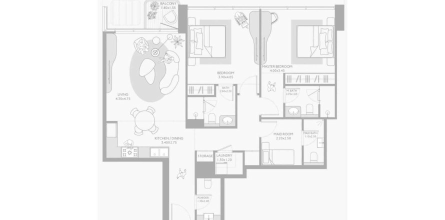 Apartment de 2 dormitorios en Isla Private Residences Dubai, UAE No. 148366
