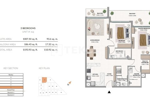 Квартира с 2 спальнями  №107031 25