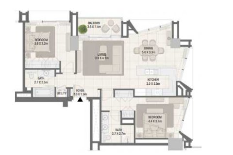 2 غرف نوم شقة في DESIGN QUARTER AT D3  رقم 108827 5