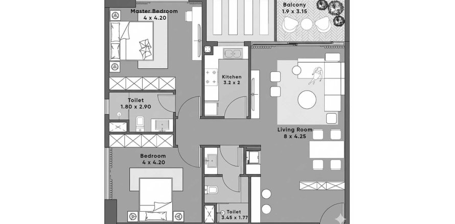 Квартира с 2 спальнями в Dream Life Residence, Дубай, ОАЭ №148033