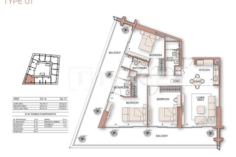3 غرف نوم شقة  رقم 131780 21