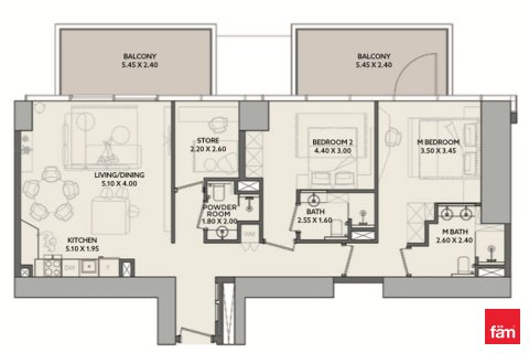 2 غرف نوم شقة في وسط مدينة دبي, الإمارات العربية المتحدة رقم 141378