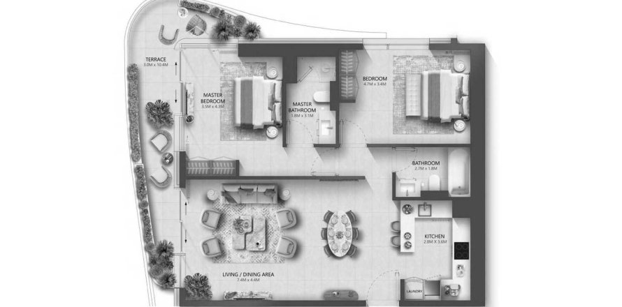 2 bedrooms Apartment floor plan «TYPE A» in The Mural
