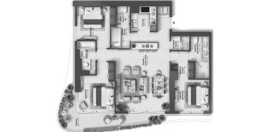 3 bedrooms Apartment floor plan «TYPE A» in The Mural