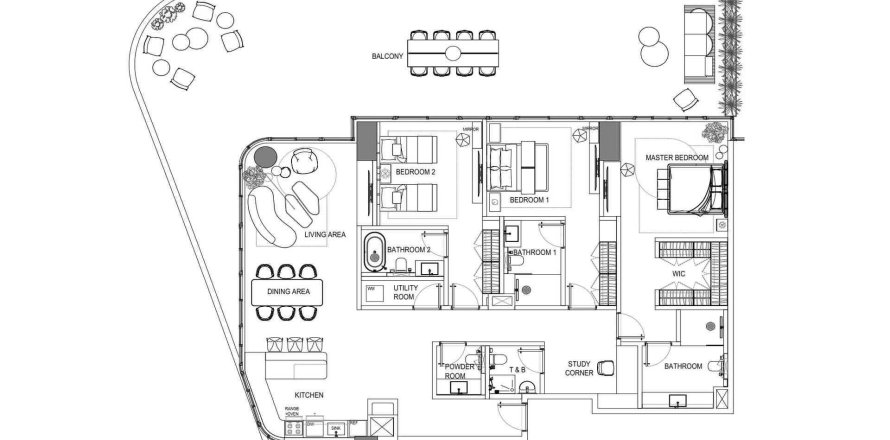 Квартира с 3 спальнями в Fortune Bay Residences, Al Marjan Island, ОАЭ №98276