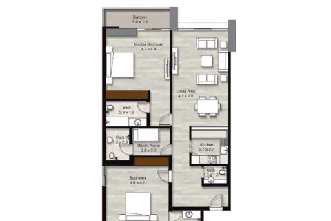 2 غرف نوم شقة في LIV RESIDENCE  رقم 108968 6